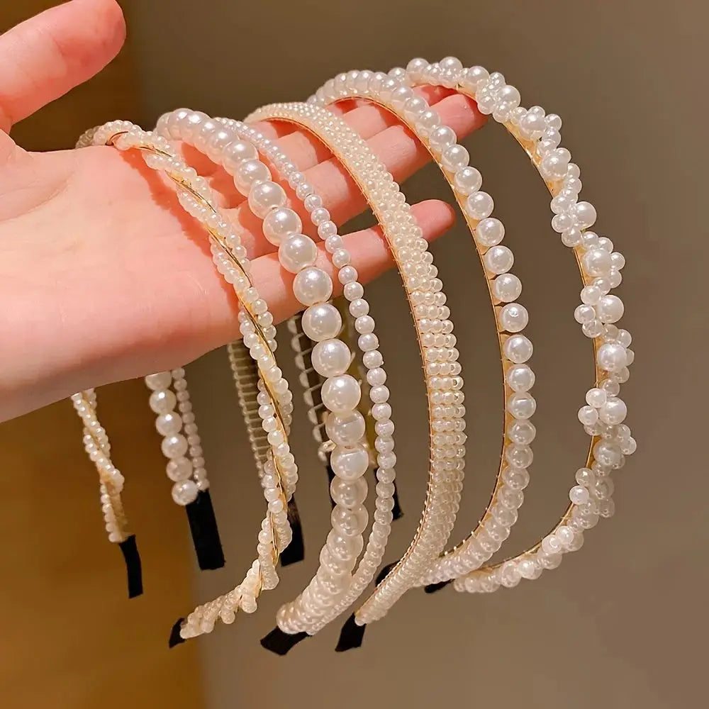5 Pieces Elegant Pearl Headband Set