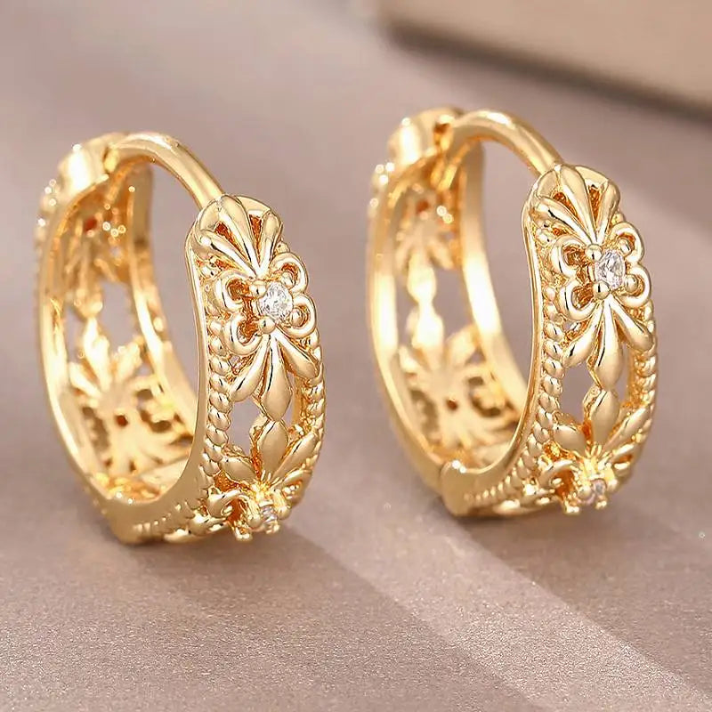 Golden Fleur Hoops Earrings