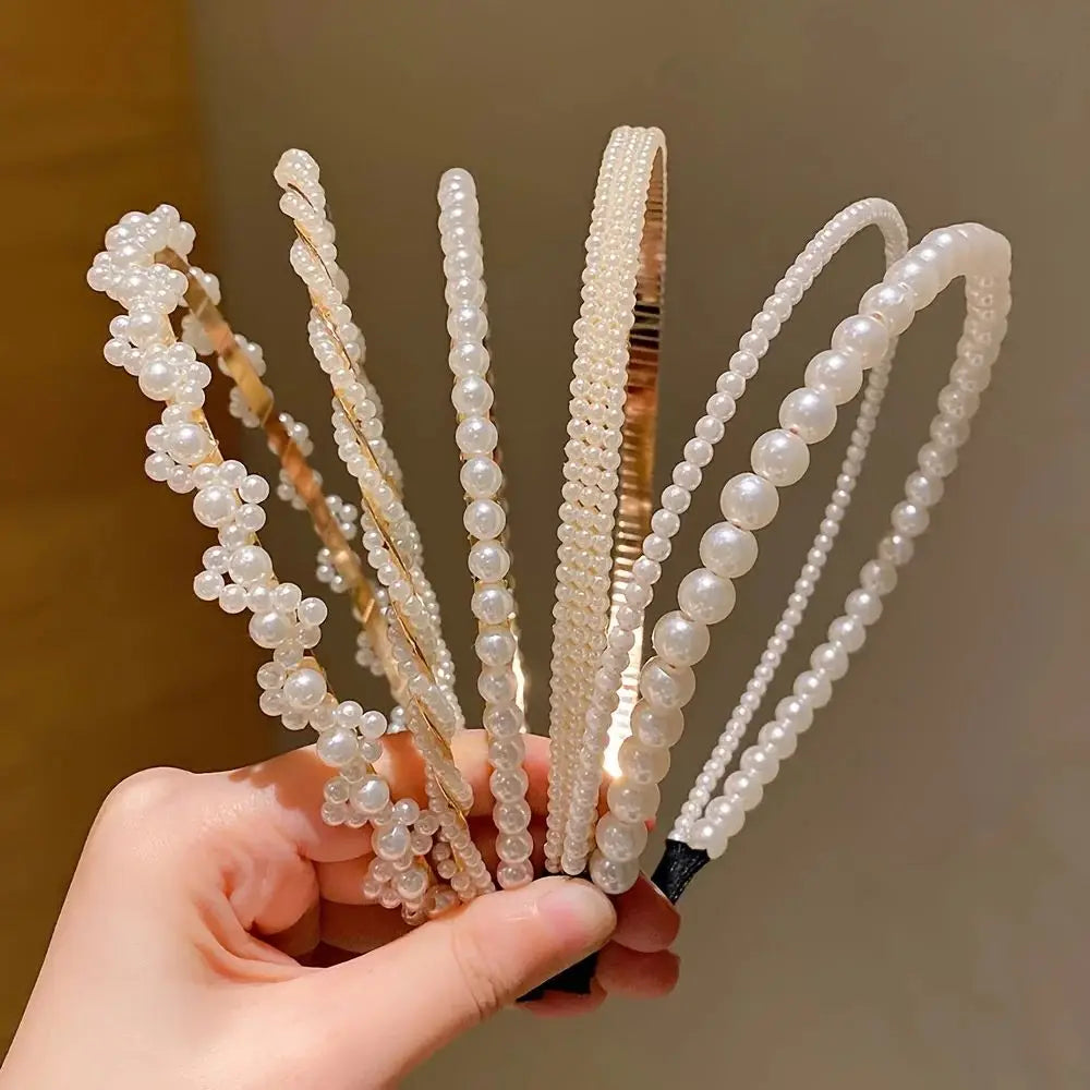 5 Pieces Elegant Pearl Headband Set