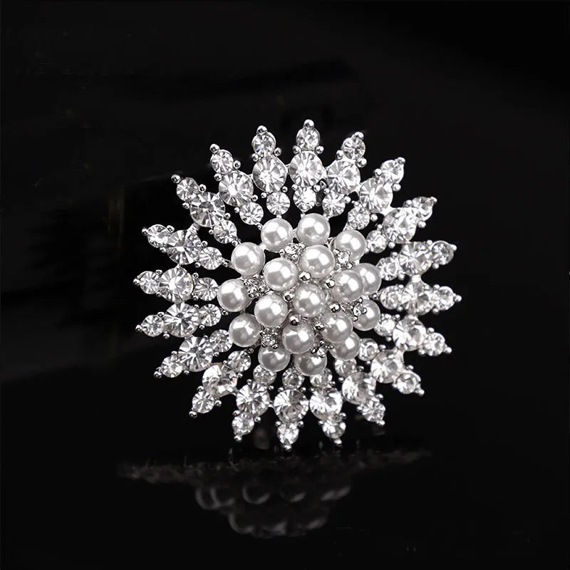 Crystal Flower Brooch