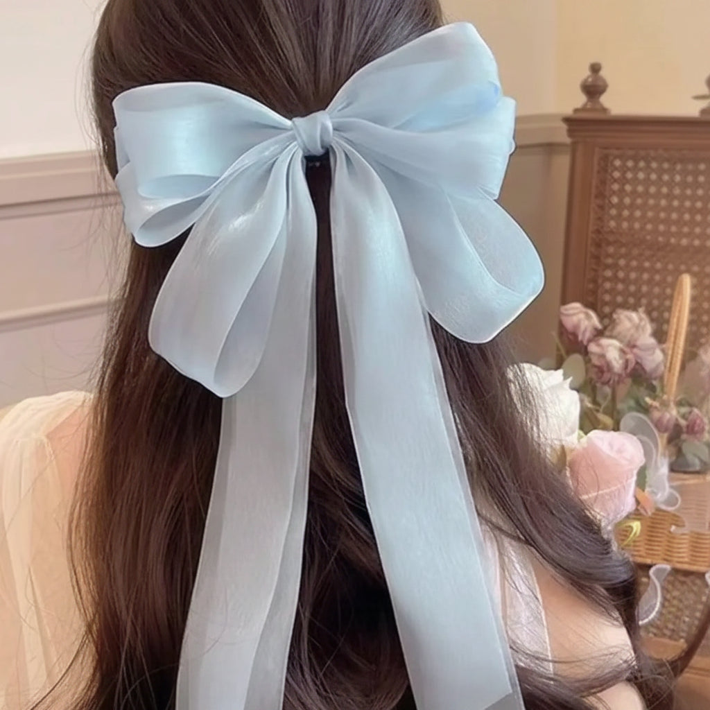 Aurielle Sheer Ribbon Hair Bow Clip