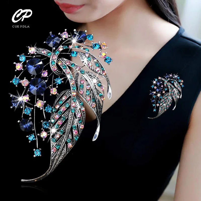 Midnight Peacock Brooch