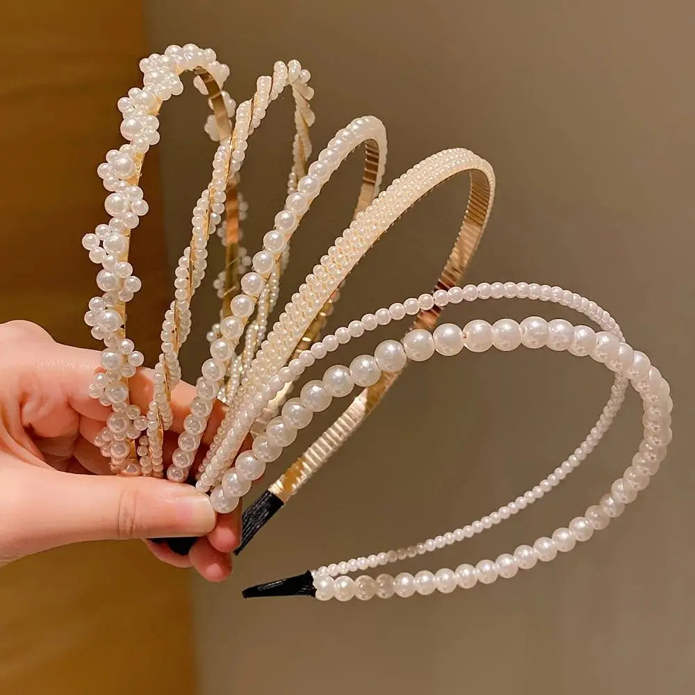 5 Pieces Elegant Pearl Headband Set