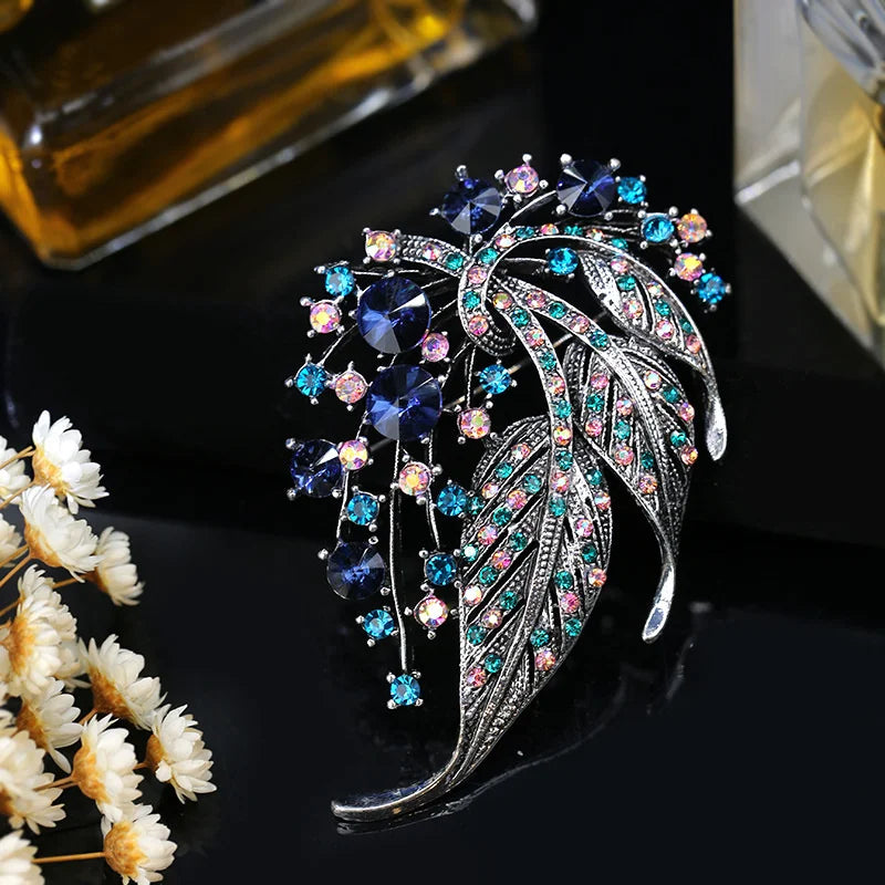 Midnight Peacock Brooch
