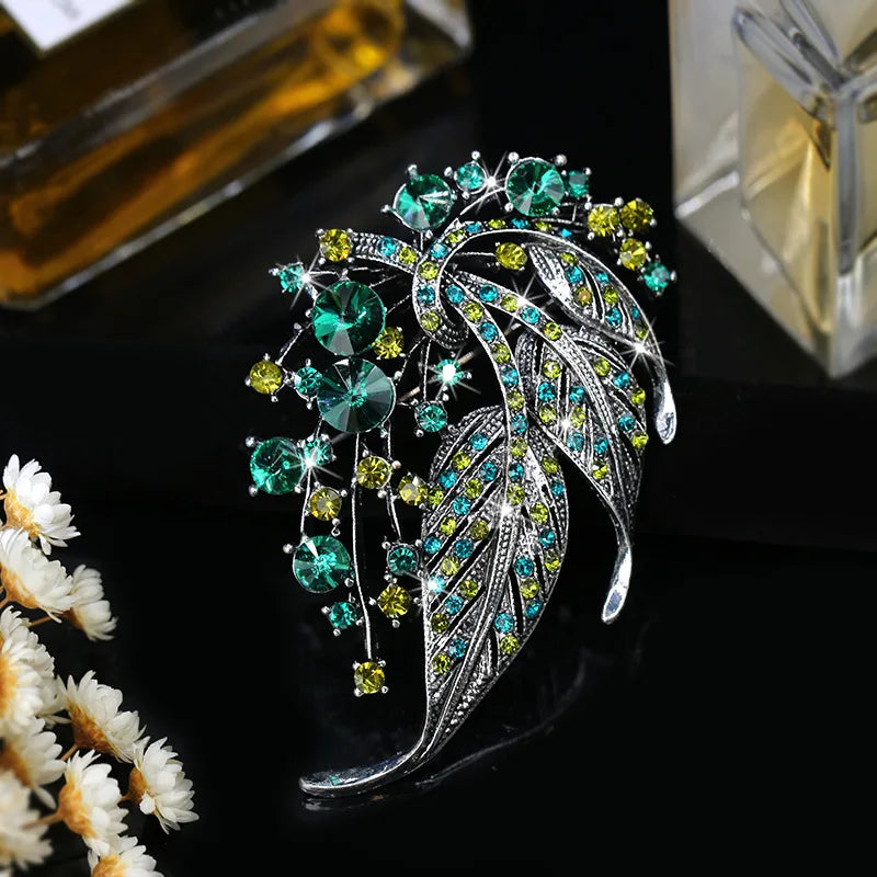 Midnight Peacock Brooch