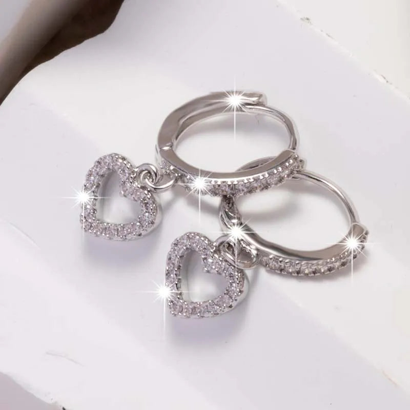 Golden Heart Crystal Earrings