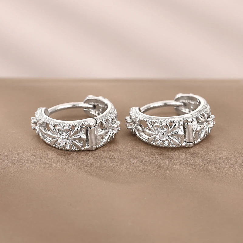 Golden Fleur Hoops Earrings