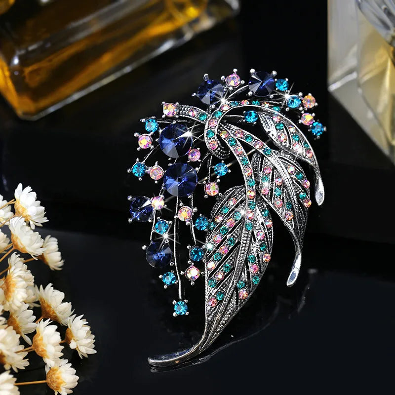Midnight Peacock Brooch