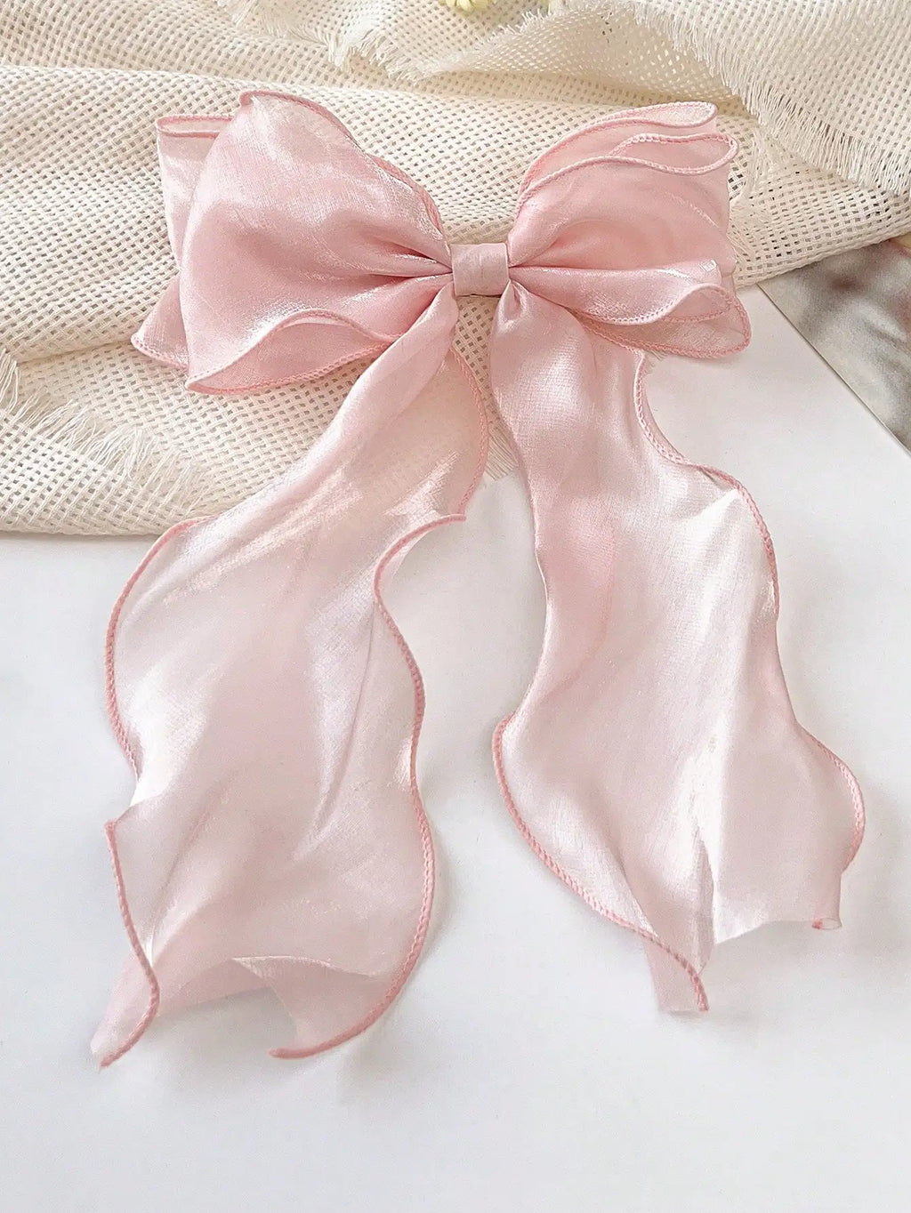 Aurielle Sheer Ribbon Hair Bow Clip