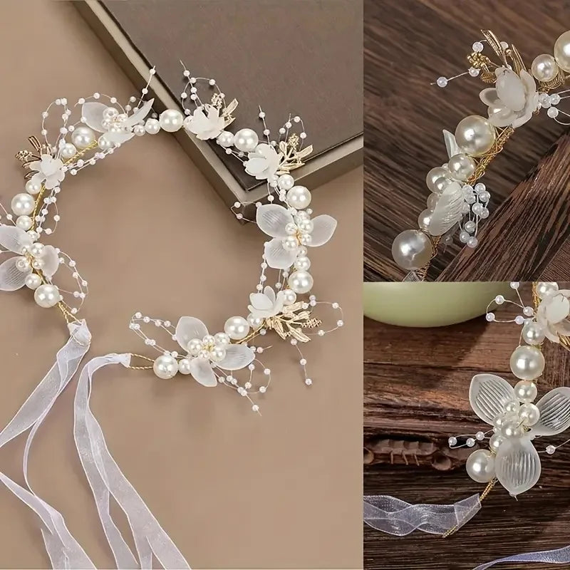 Celestial Pearl Flower Crown headband