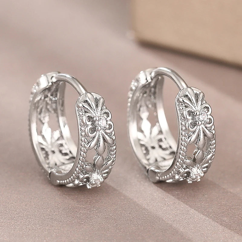 Golden Fleur Hoops Earrings