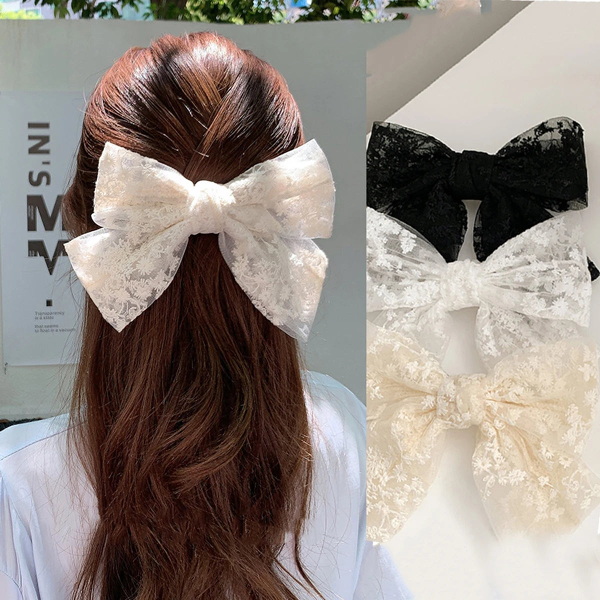 Elegant Lace Ribbon Hair  Clip