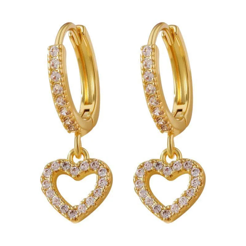 Golden Heart Crystal Earrings
