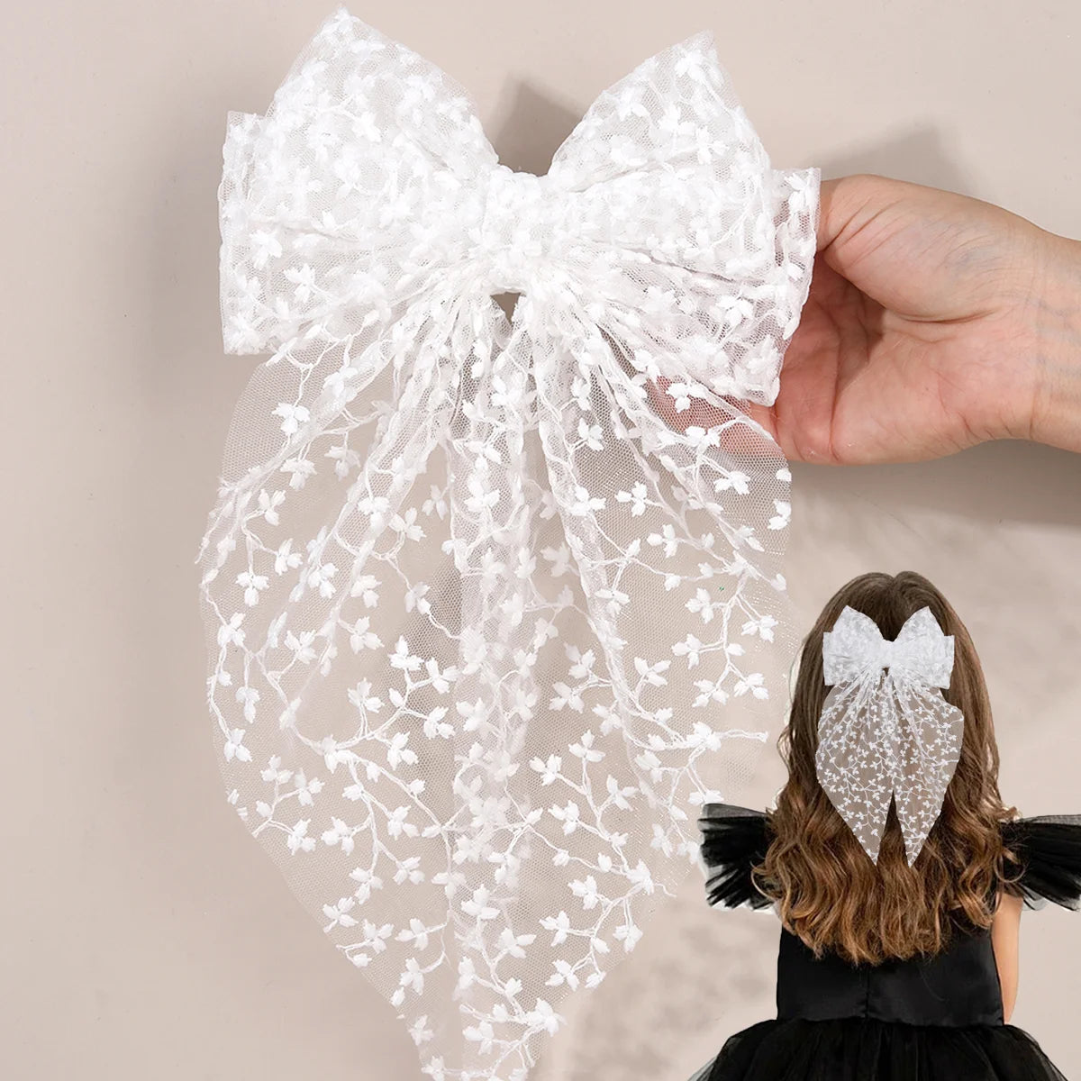 Princess Lace Hair Bow Clip